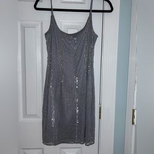 Adrianna Papell Gray Sequin Slip Midi Dress